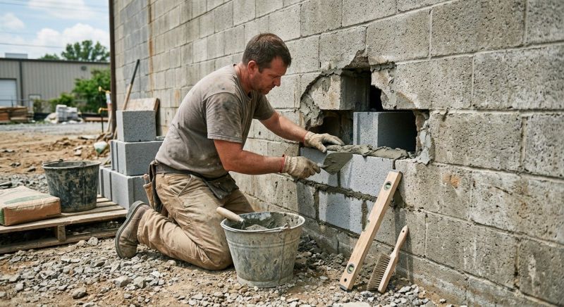 Cinder Block Wall Repair in Summerfield, NC