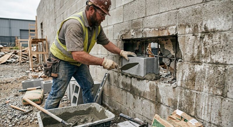 Cinder Block Wall Repair in Kernersville, NC