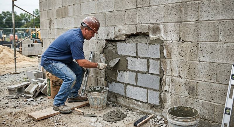 Cinder Block Wall Repair in Madison, NC
