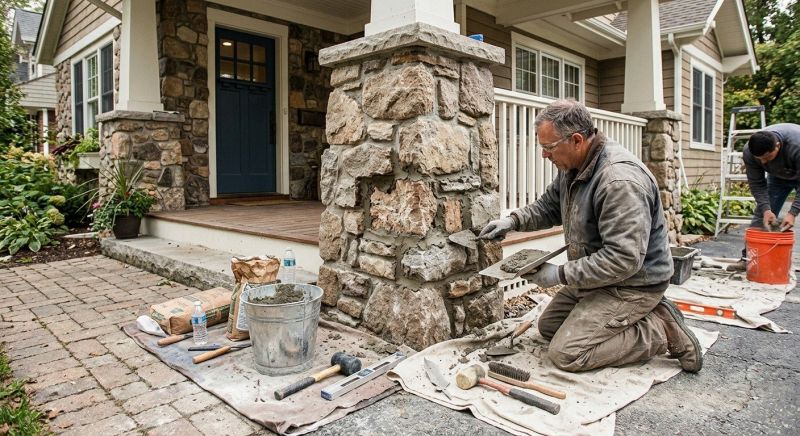 Stone Column Repair in Winston Salem, NC